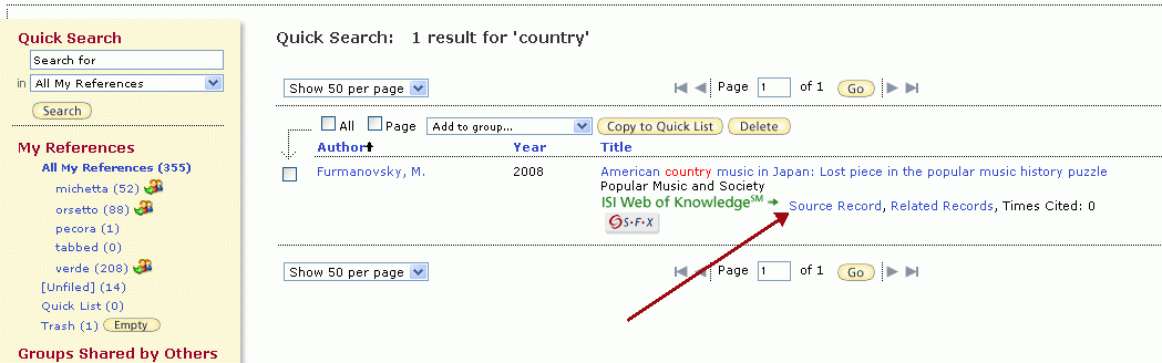 Ricerca in WoK (EndNote Web)