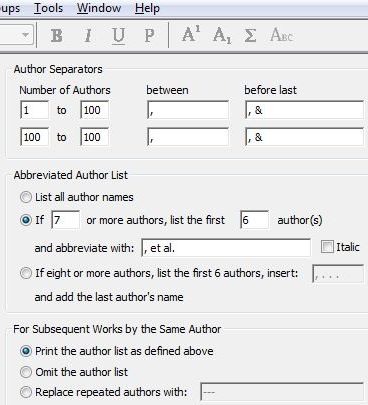 Stili: Author List & Name Form