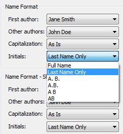 Stili: Author List & Name Form