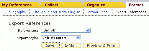Esportazione e Importazione (EndNote Web)
