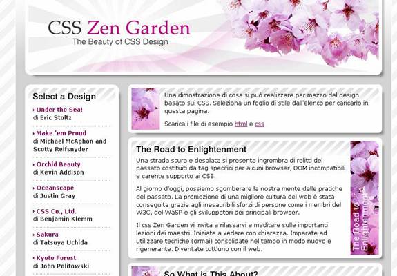 Schermata di CSS Zen Garden